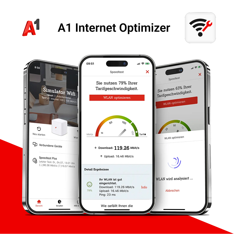A1 Internet Optimizer App auf iPhone