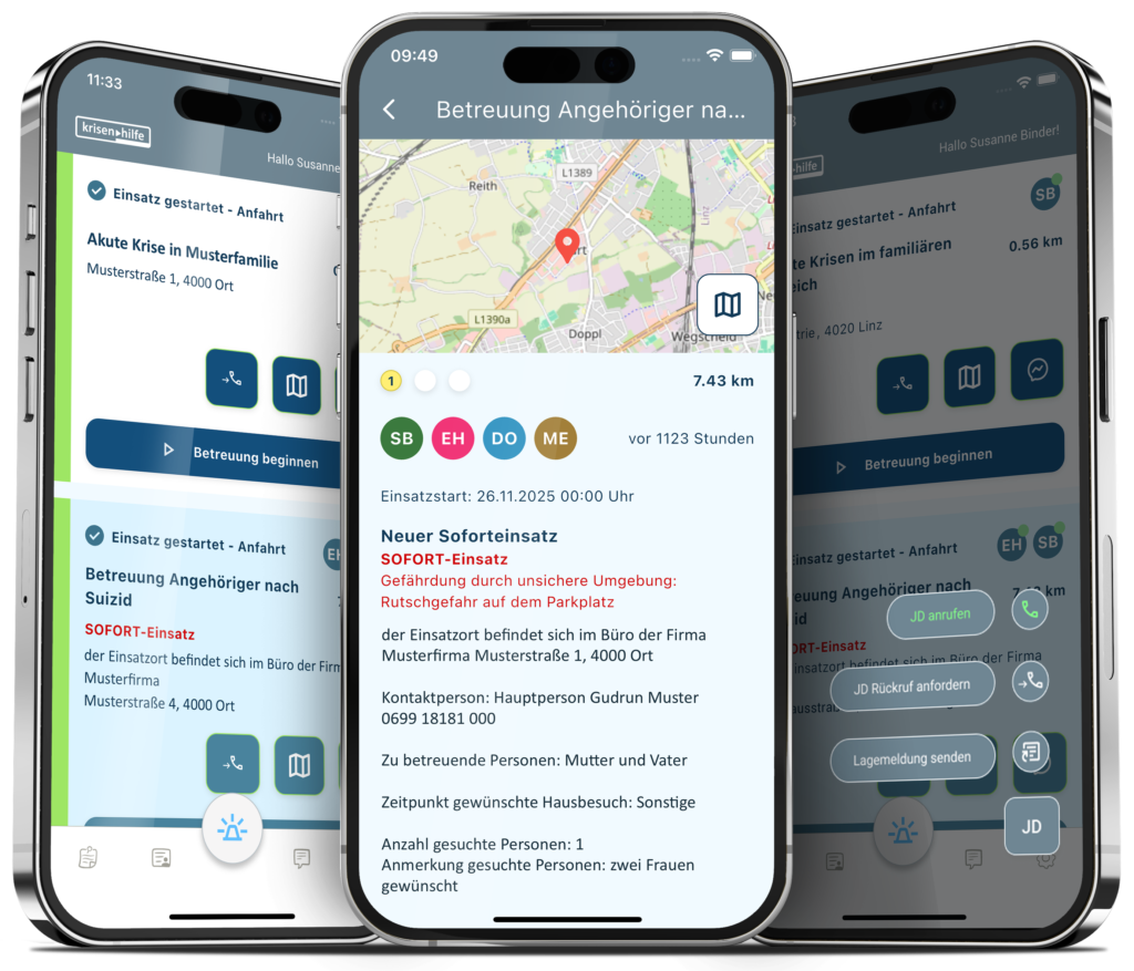Krisenhilfe OÖ App auf iPhone dargestellt