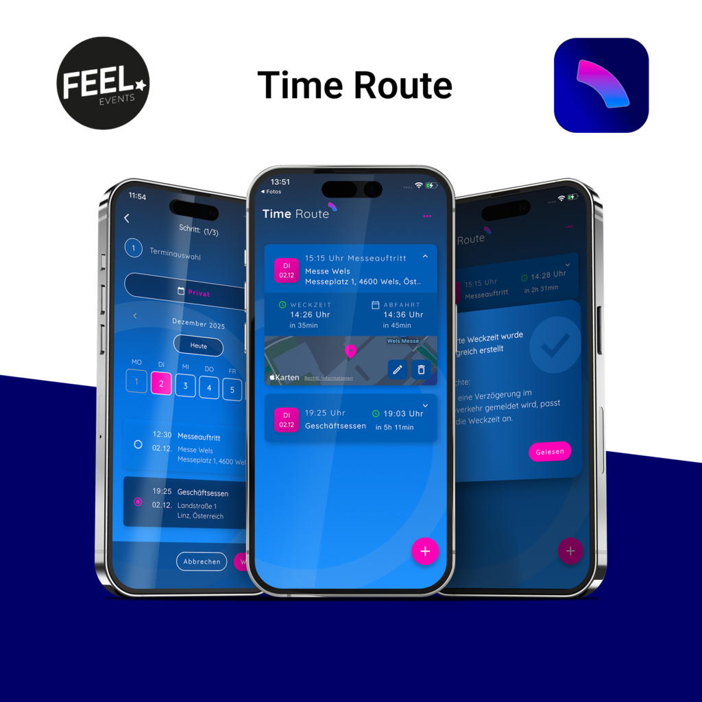 Time Route App auf iPhones dargestellt