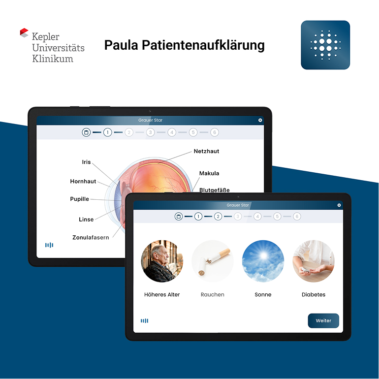 Paula Patientenaufklärung App auf Tablets dargestellt